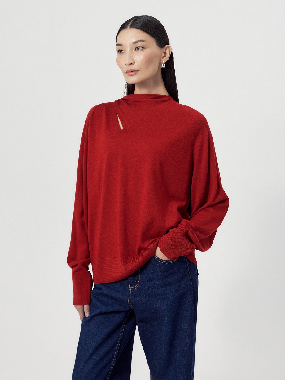 Джемпер из 100% мерсеризированной шерсти мериноса с шарфом