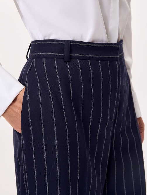 Брюки из костюмной ткани с полосками люрекса