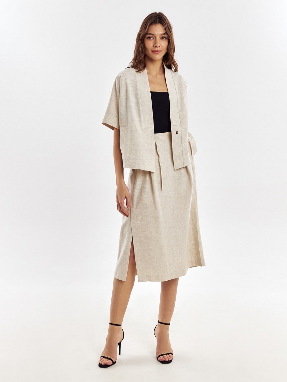 Летний жакет на запах из хлопка и льна