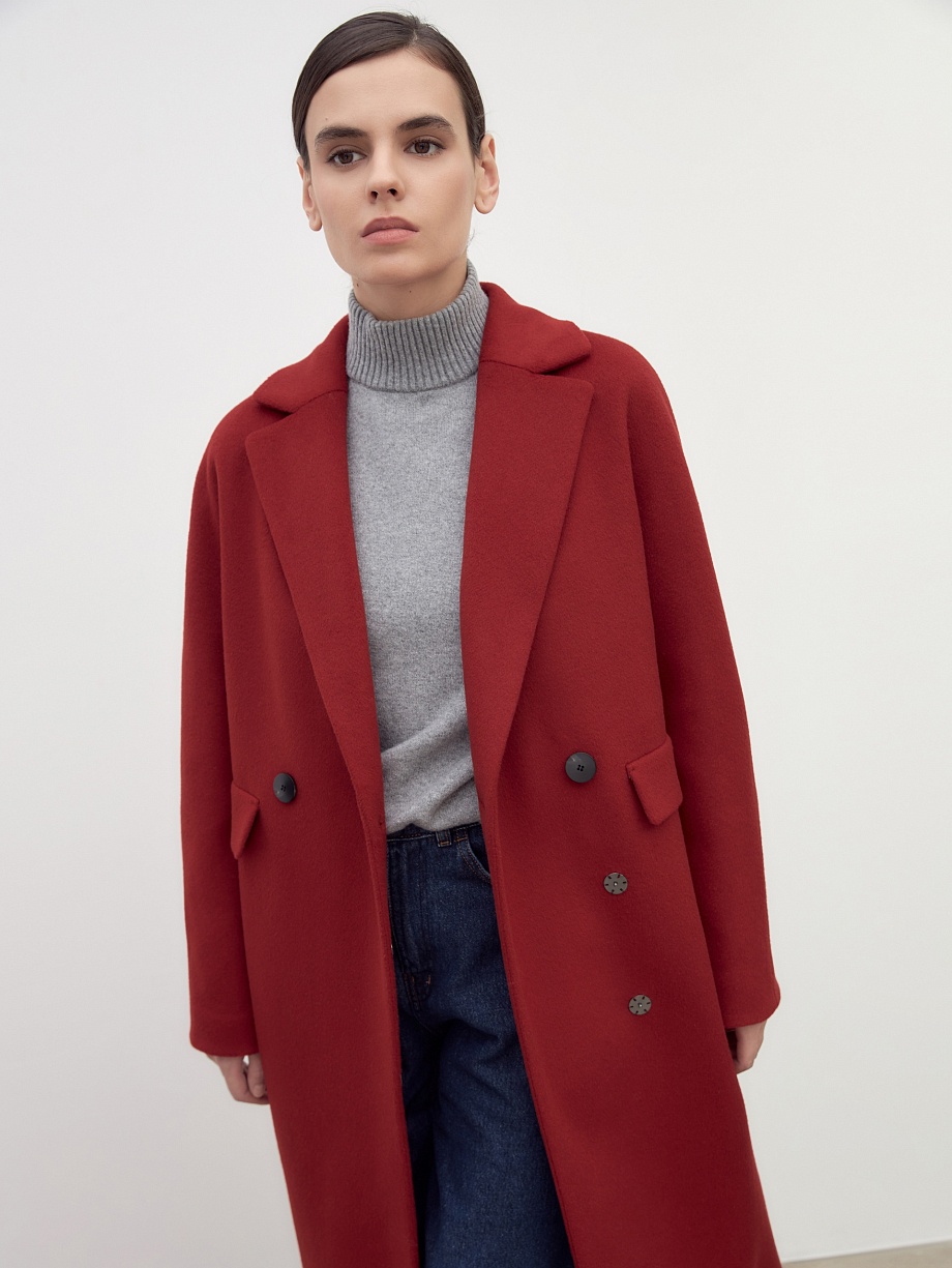 Шерстяное пальто с мембраной и утеплённой спинкой