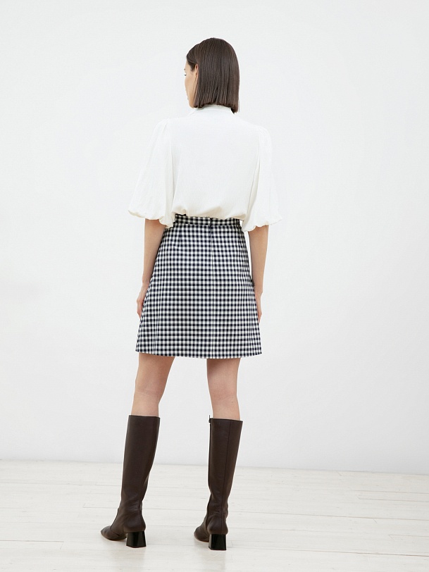 Юбка-трапеция мини в клетку