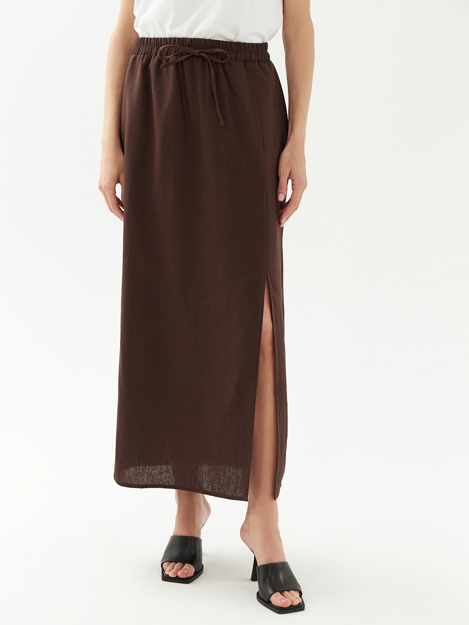 Льняная юбка на завязках