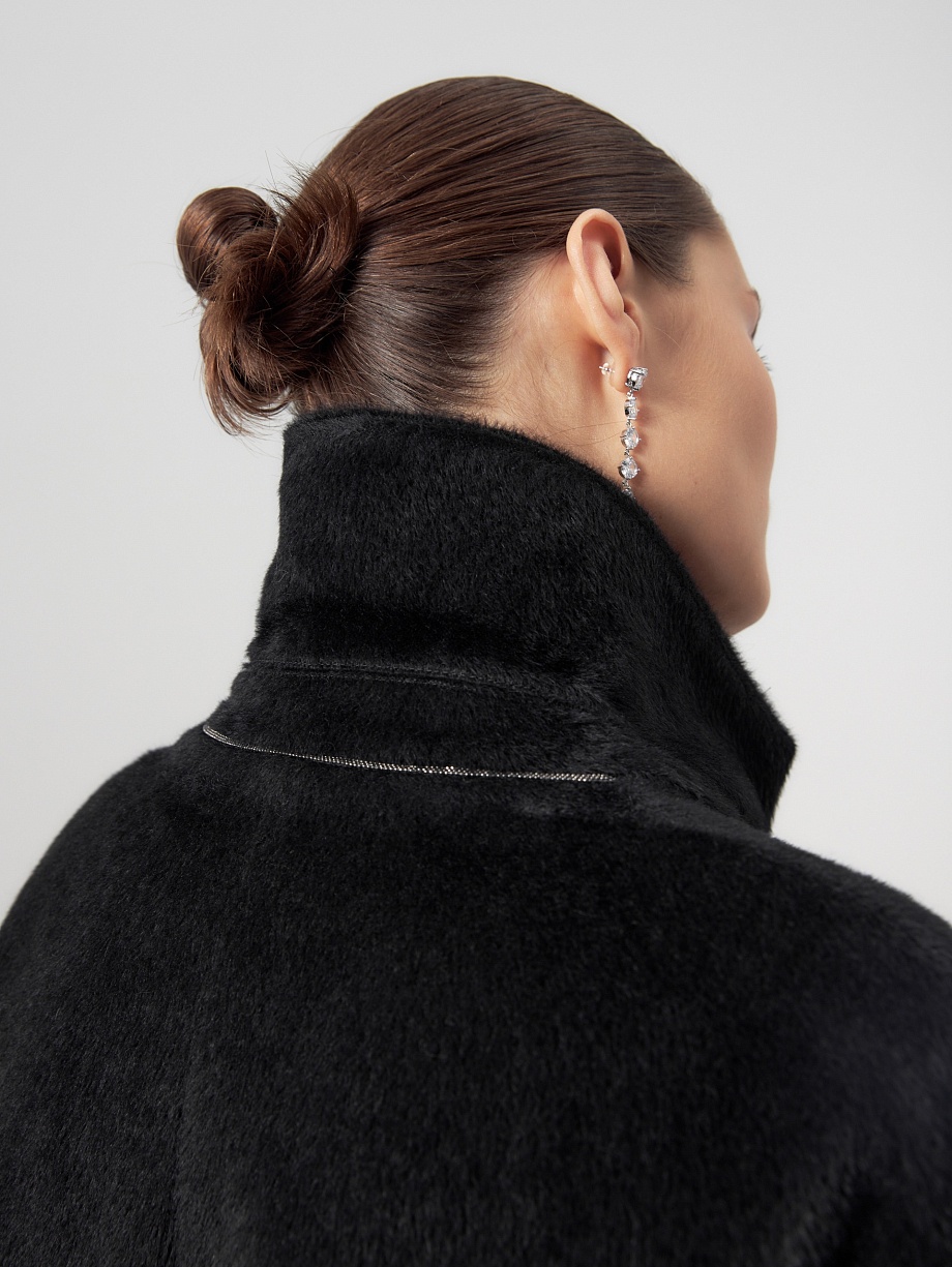 Пальто из шерсти Альпака Беби Сури с мембраной и утеплённой спинкой