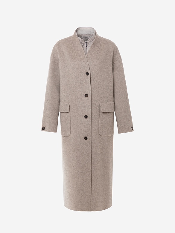Пальто из премиальной шерсти со стёганым жилетом POMPA арт.1016220p91187