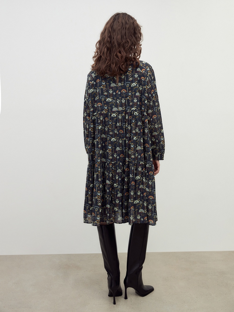 Свободное платье с цветочным принтом из 100% хлопка