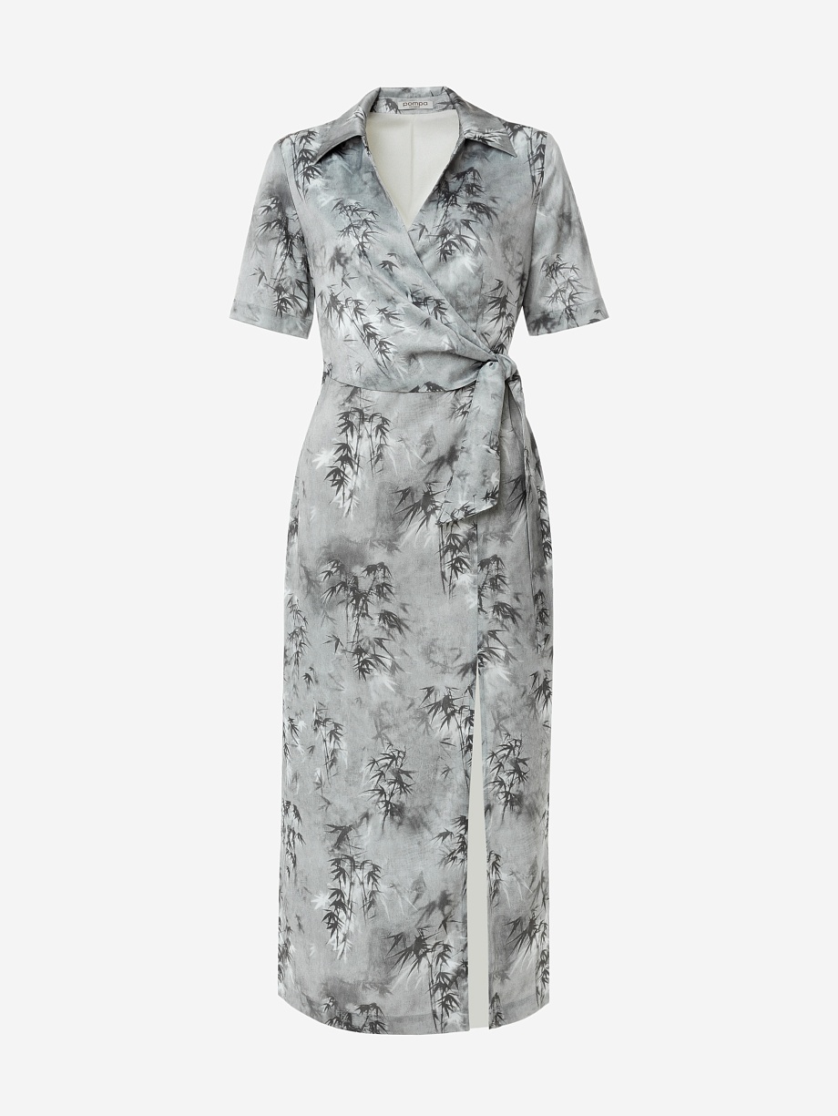 Платье на запах из вискозной атласной ткани