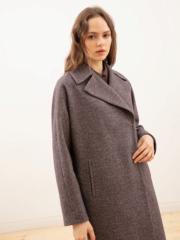 Твидовое демисезонное пальто из шерсти