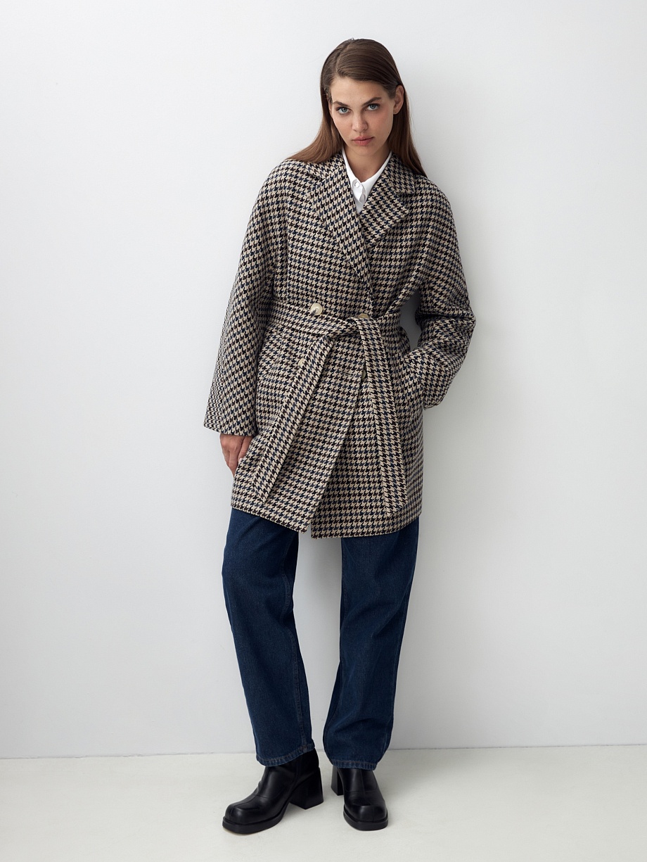 Укороченное шерстяное пальто с мембраной