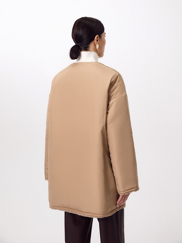 Двусторонняя зимняя экошуба со съёмным капюшоном POMPA арт.1014491p60807