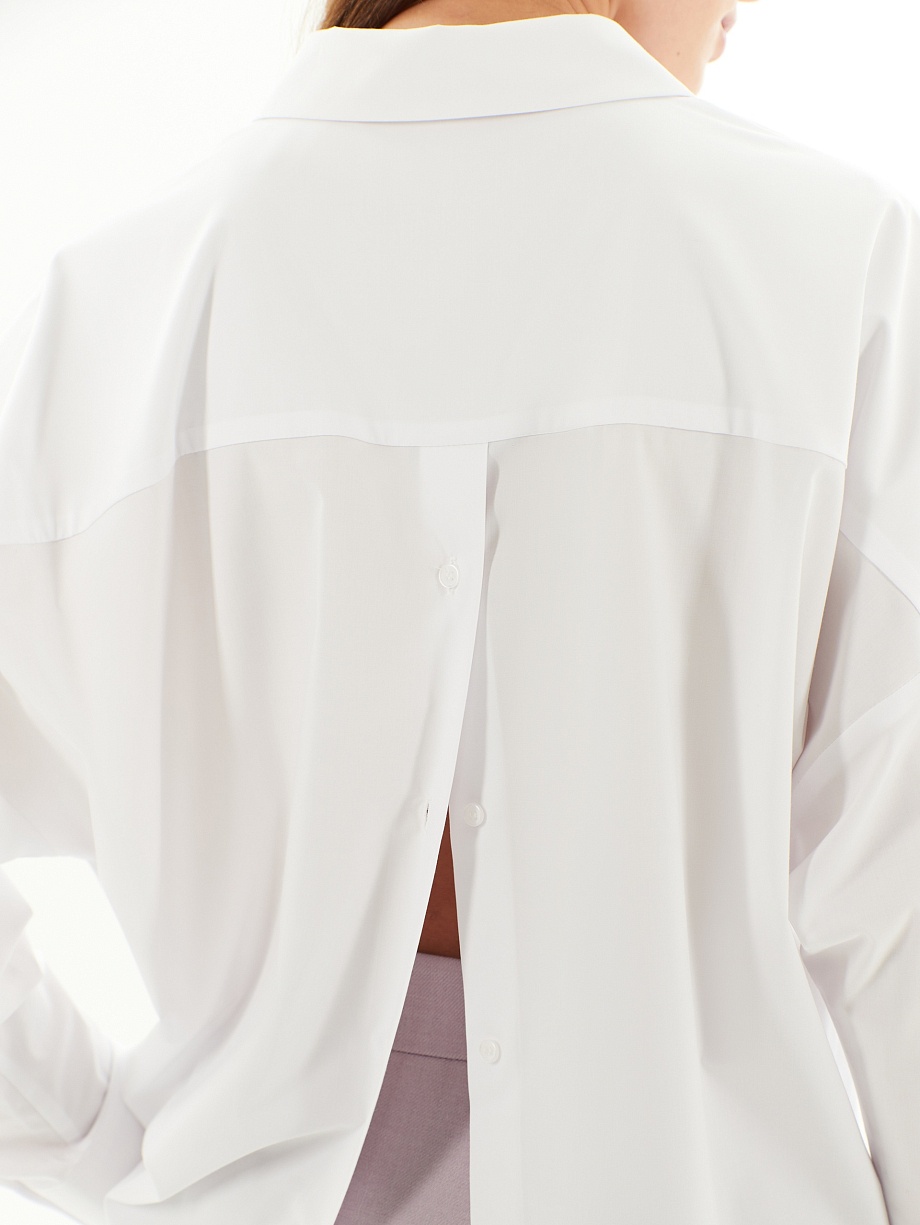 Хлопковая рубашка с декоративными пуговицами на спине
