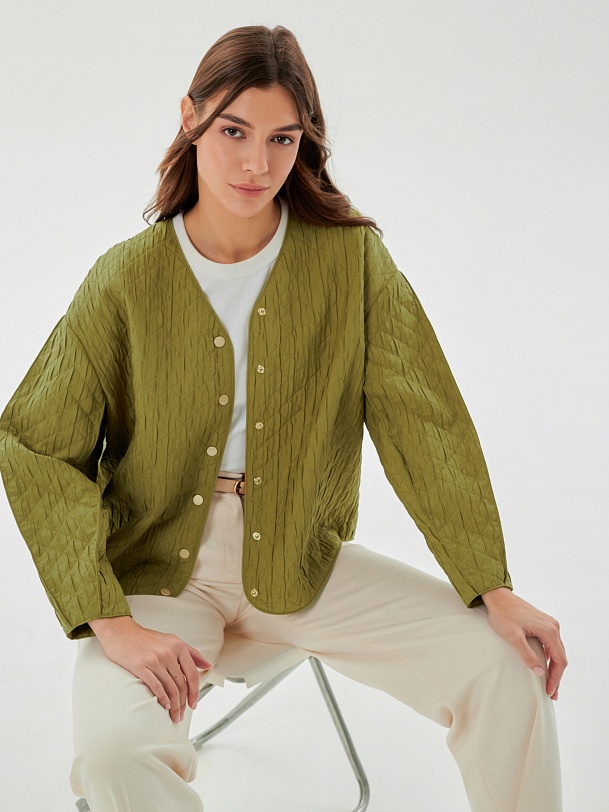 Объёмный жакет из фактурной костюмной ткани