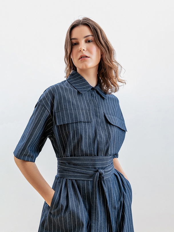 Платье миди с поясом оби