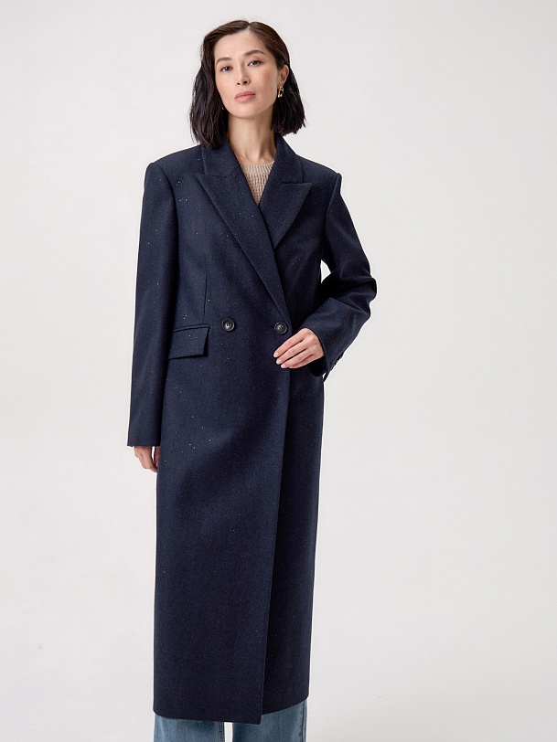 Пальто из шерсти с пайетками и мембраной