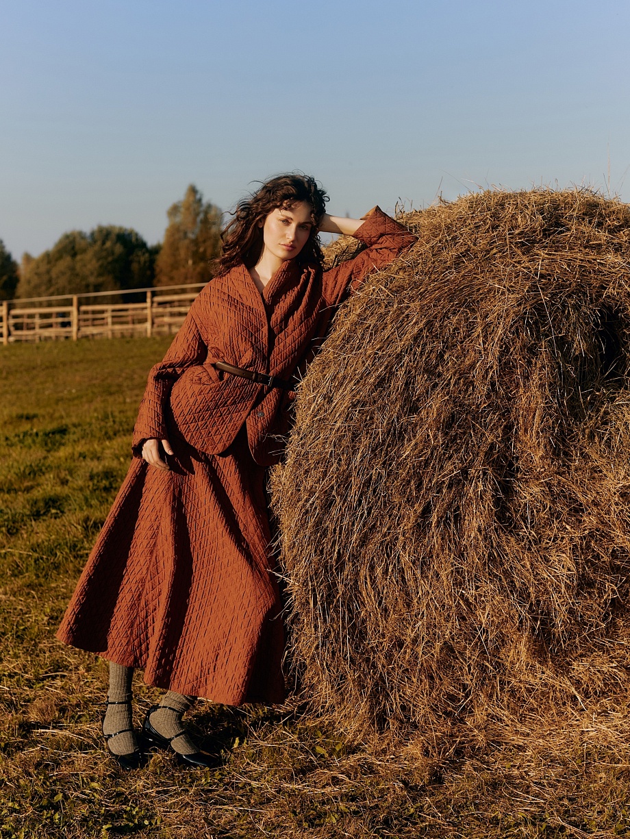 Стёганый жакет на запах на кнопках