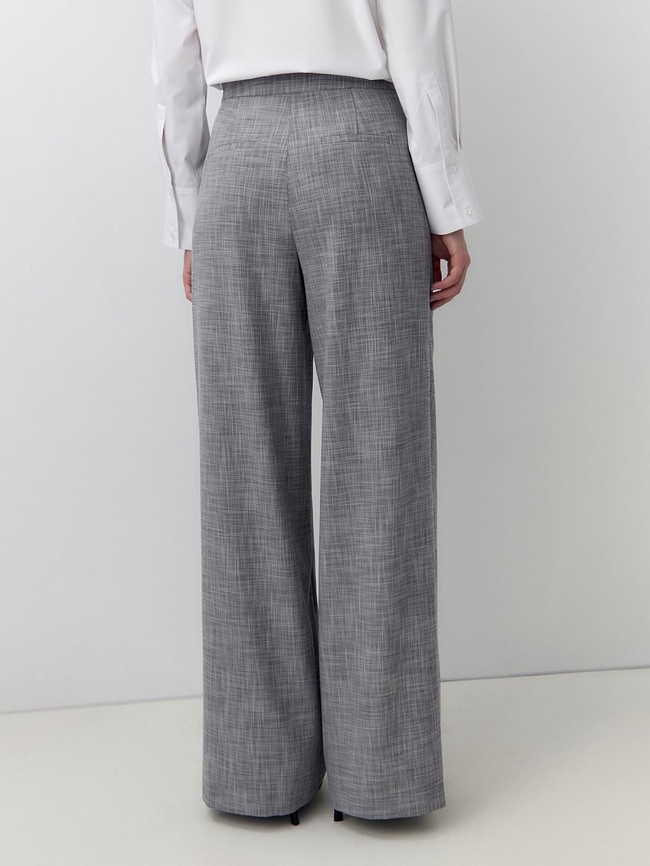 Широкие брюки с запахом из костюмной вискозной ткани