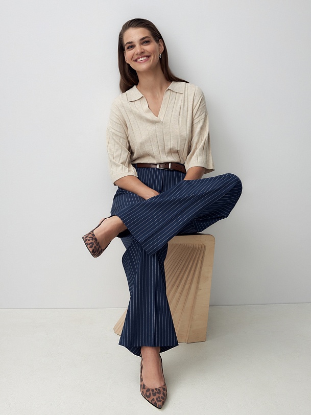 Вязаный джемпер-поло из вискозы