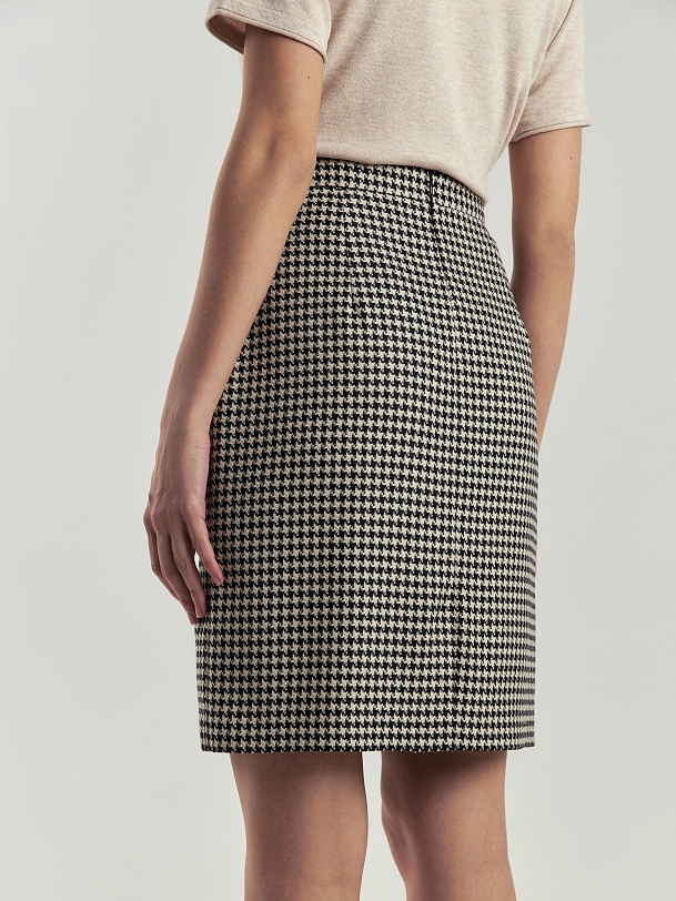 Юбка из костюмной ткани в принте "гусиная лапка"