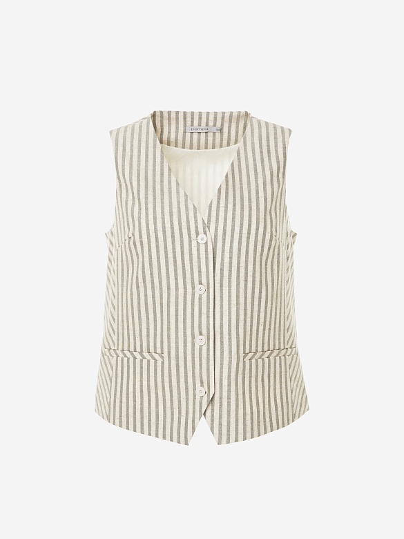 Полосатый жилет из вискозы и льна POMPA арт.3092546sr0290