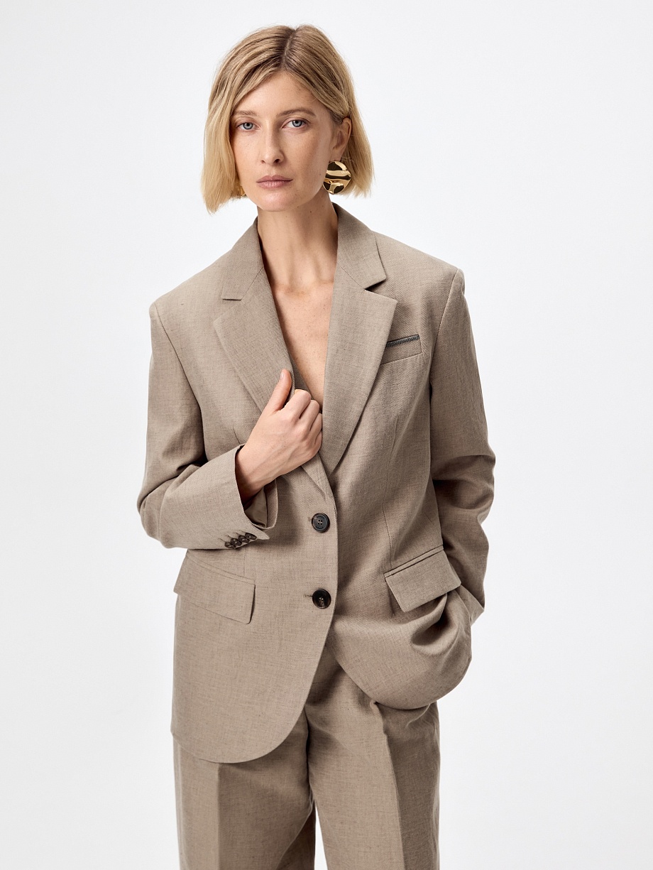 Жакет класический из хлопка и льна