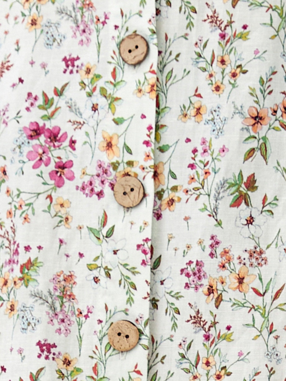 Юбка-трапеция из хлопка и льна на пуговицах