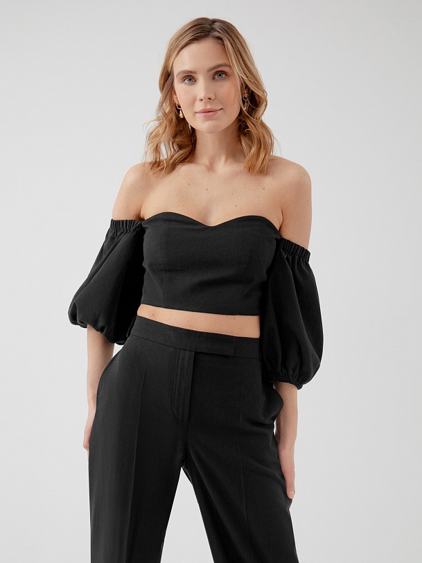 Хлопковый топ с объёмными рукавами