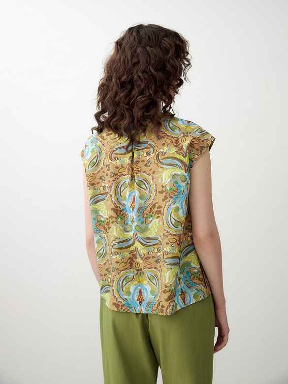 Свободная блуза из натуральной ткани в этническом принте POMPA арт.4149160wg0290