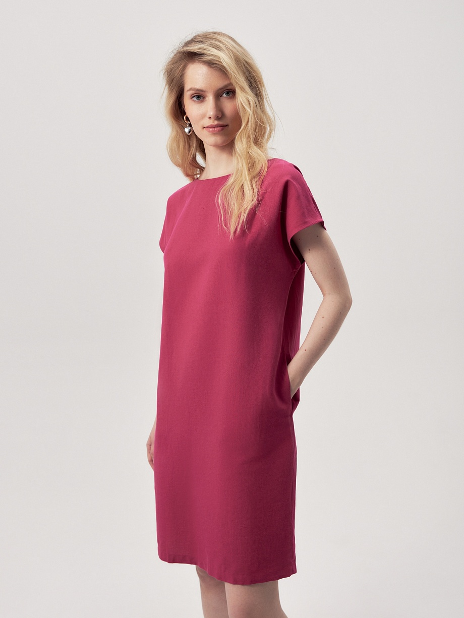 Платье из льна и хлопка с пуговицами на спине