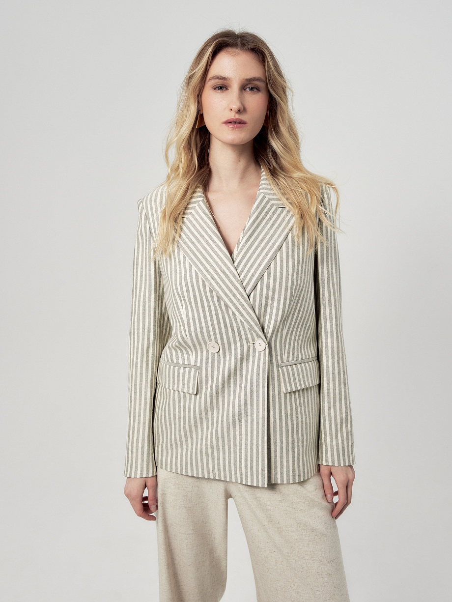 Двубортный жакет из натуральной ткани