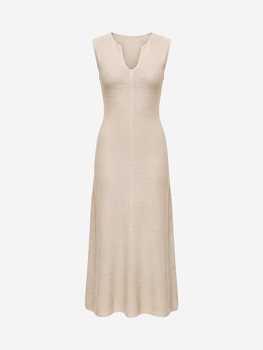 Платье макси из вискозы и льна