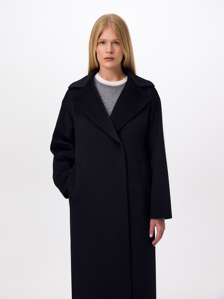 Пальто из 100% шерсти с мембраной, утеплённой спинкой и съёмным капюшоном