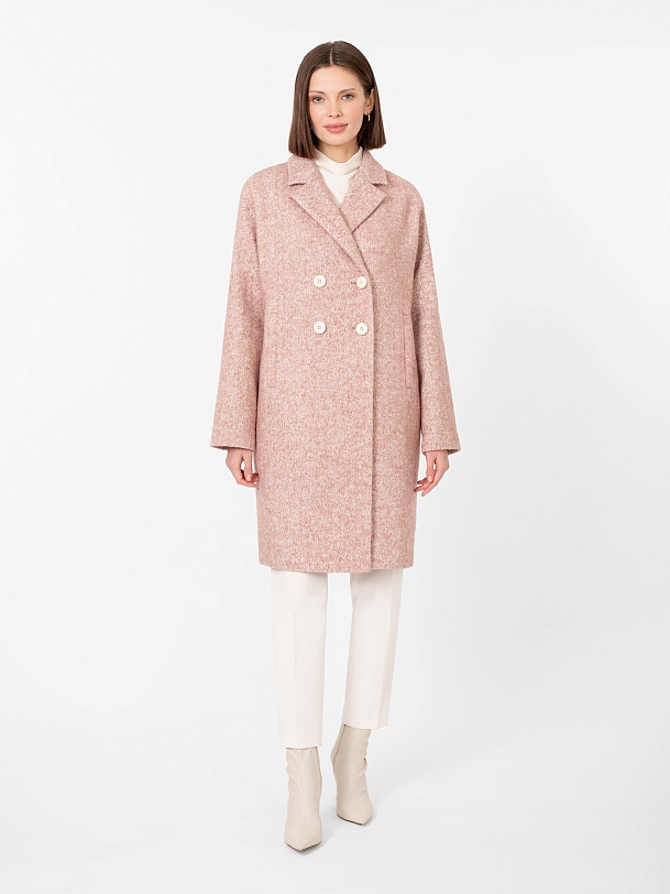Пальто-кокон твидовое с мембраной