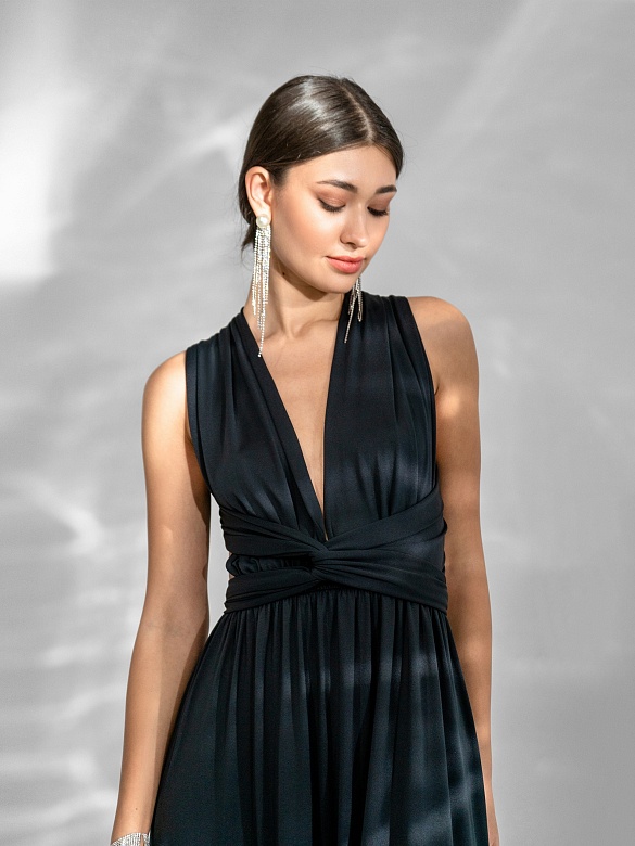 Платье вечернее длинное черное POMPA арт.2165540ec0599