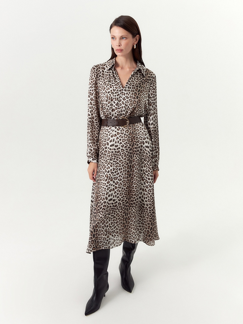 Платье-миди с леопардовым принтом