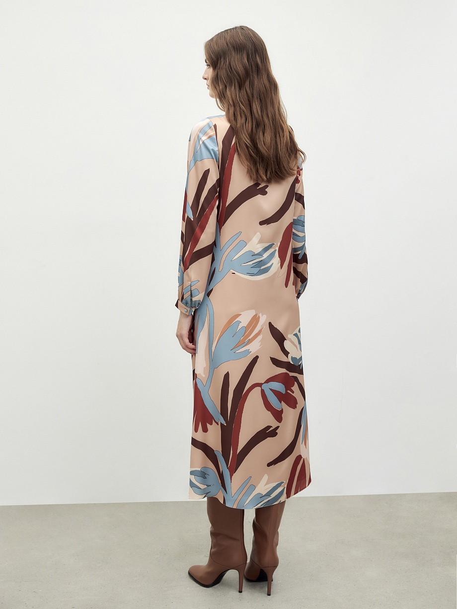 Платье макси с объёмными рукавами