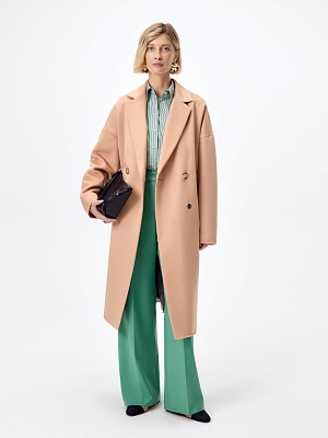 Двубортное пальто из шерсти с мембраной