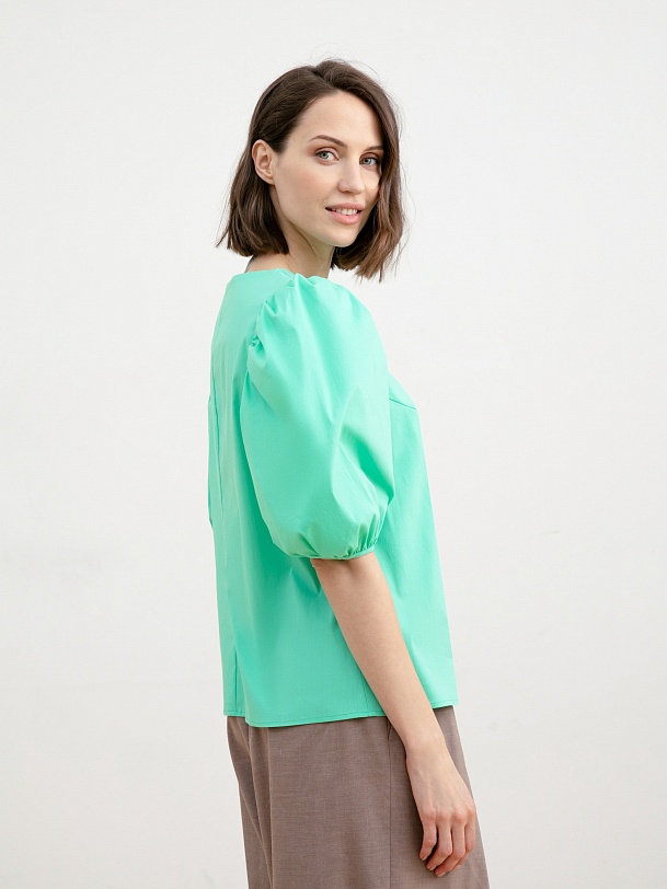 Блузка женская из хлопка с рукавами-фонариками