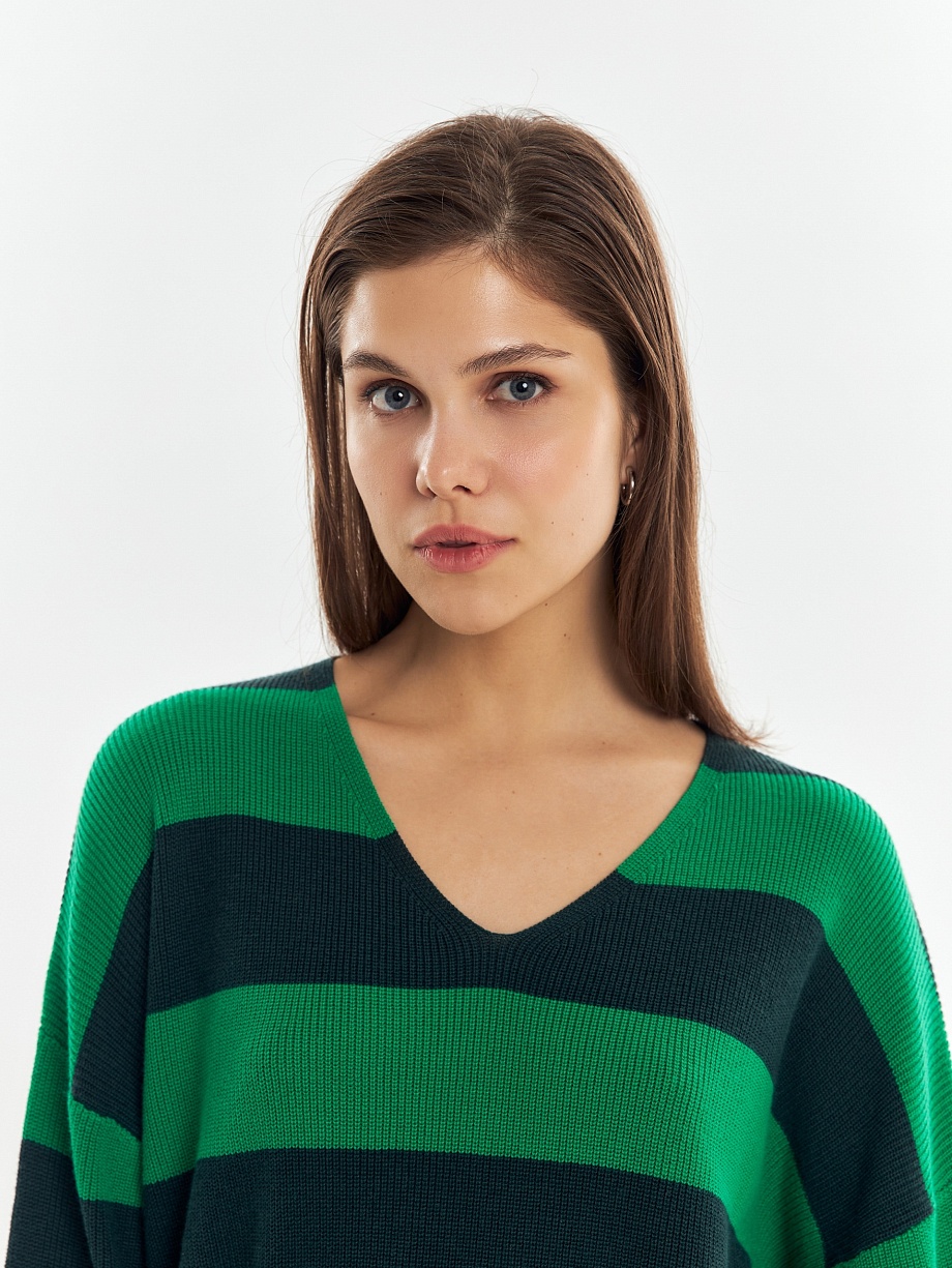 Джемпер из вискозы и хлопка в полоску