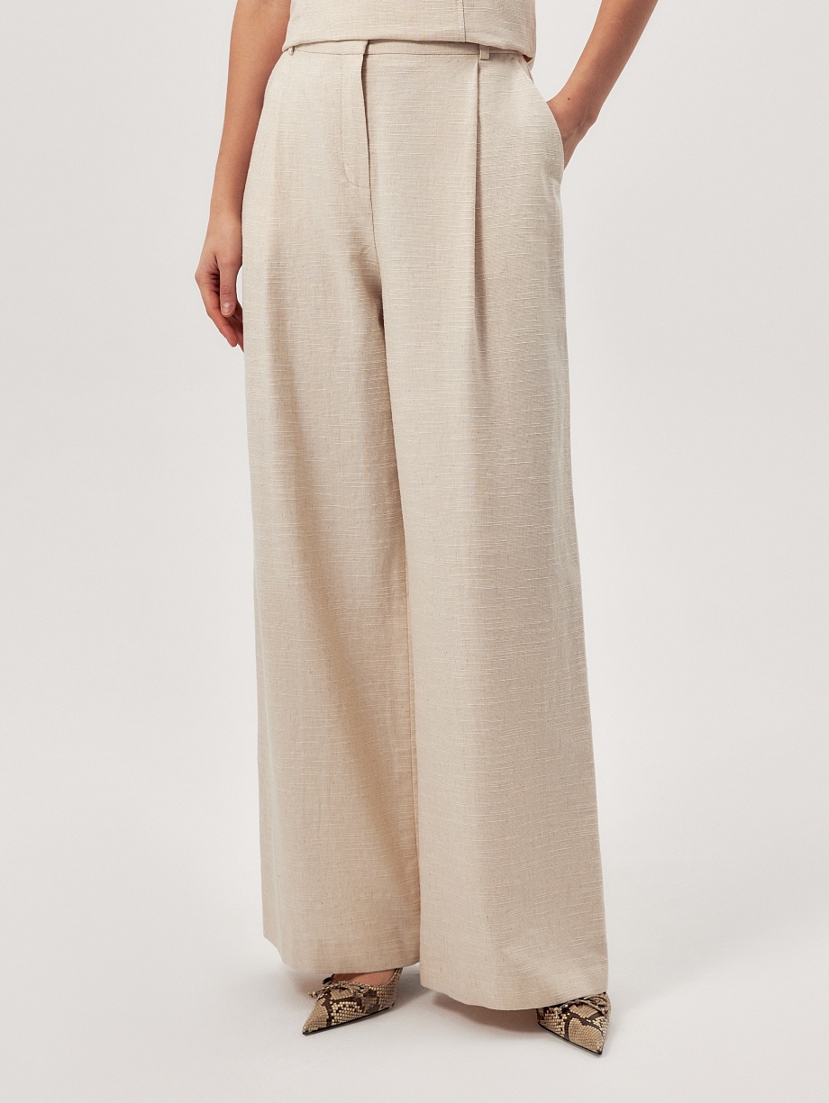 Брюки-палаццо из хлопка и льна