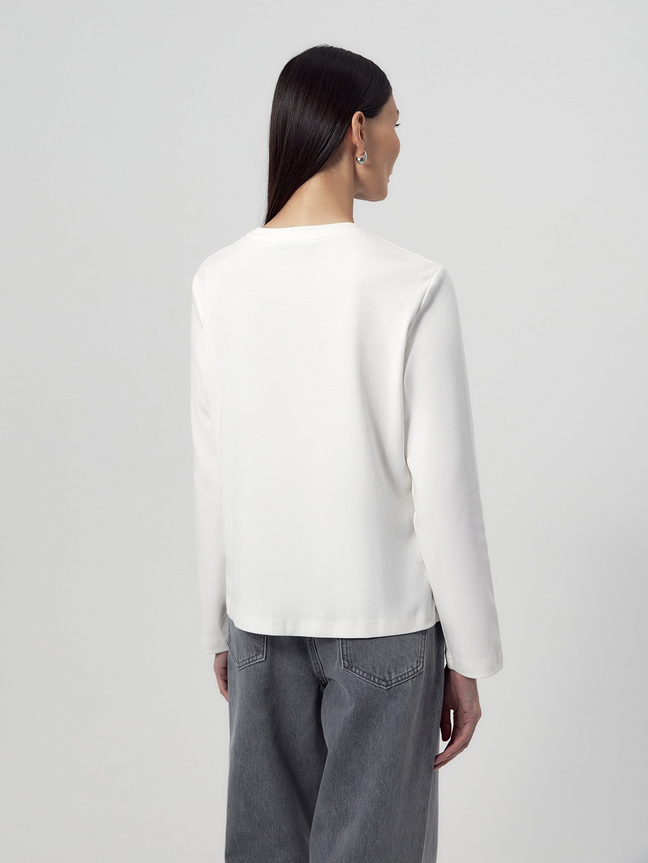 Лонгслив из натуральной ткани с шелком и вышивкой