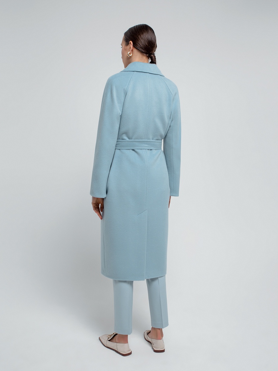 Двубортное шерстяное пальто силуэта удлиненный кокон