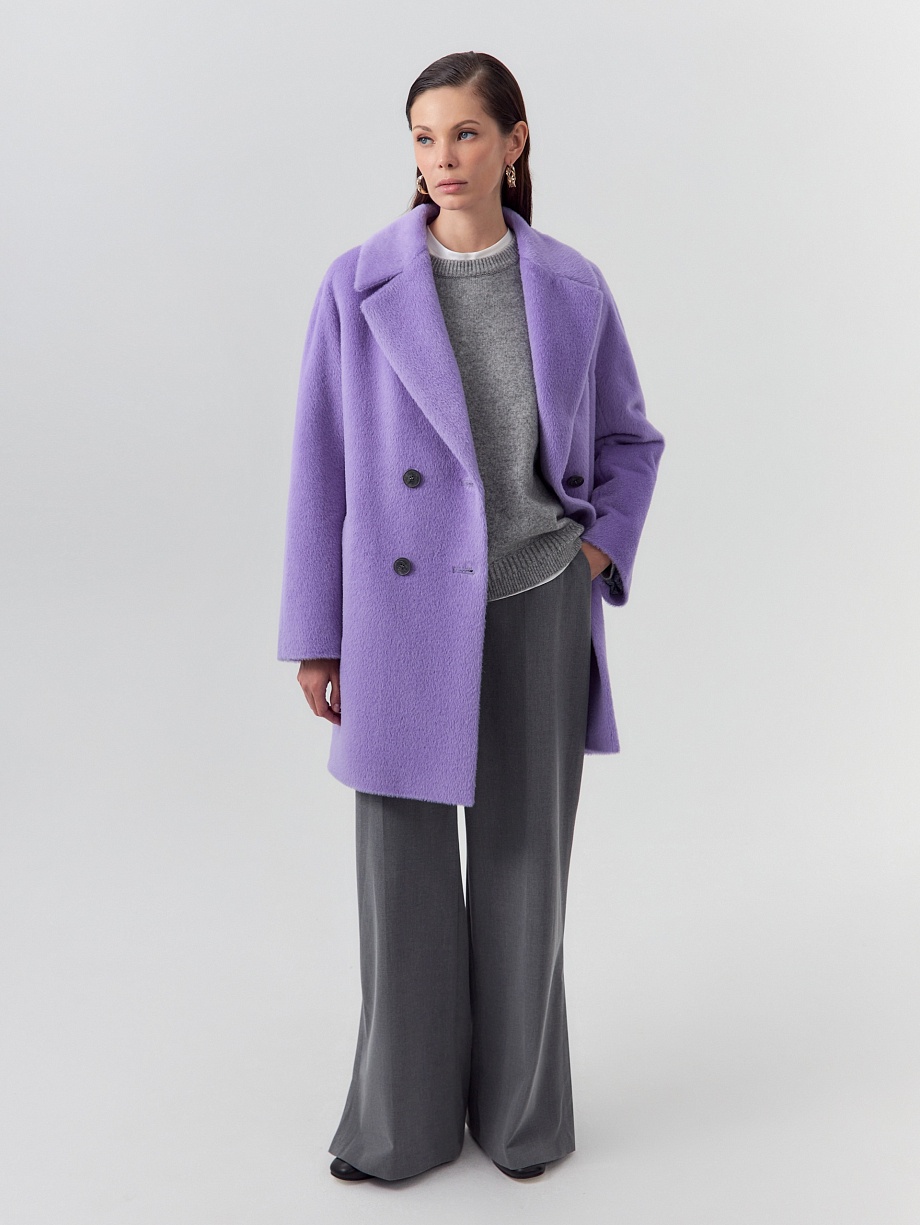 Утеплённое пальто из премиальной шерсти Альпака