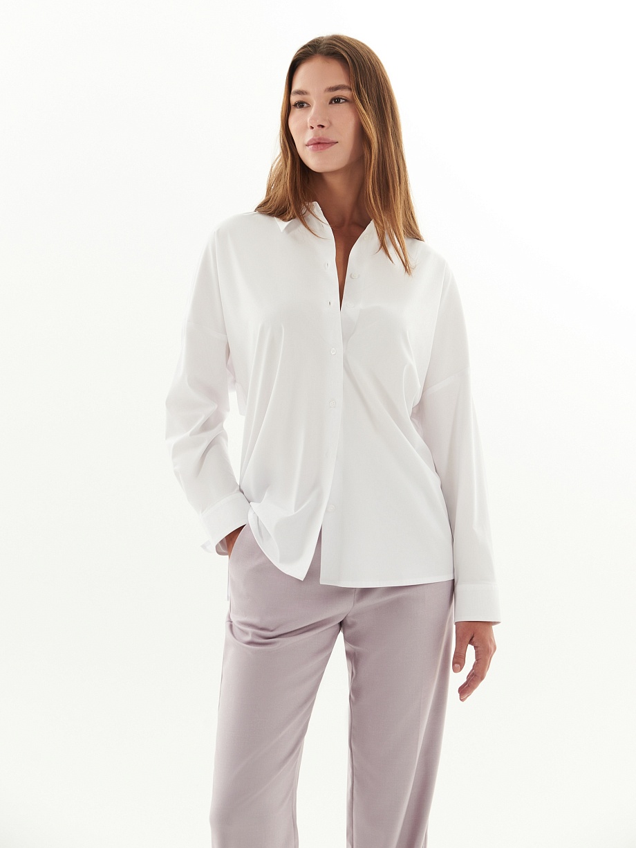 Хлопковая рубашка с декоративными пуговицами на спине