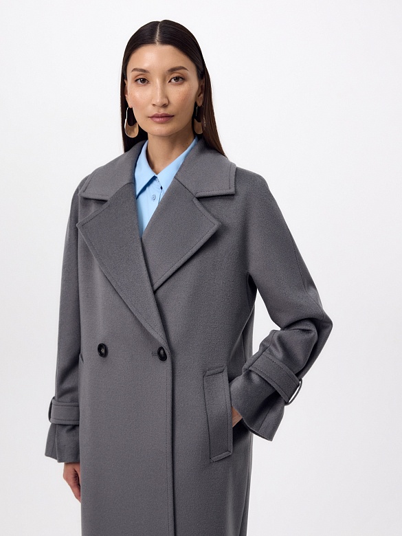 Пальто из шерсти с мембраной, утеплённой спинкой и съёмным капюшоном POMPA арт.1015642p90092