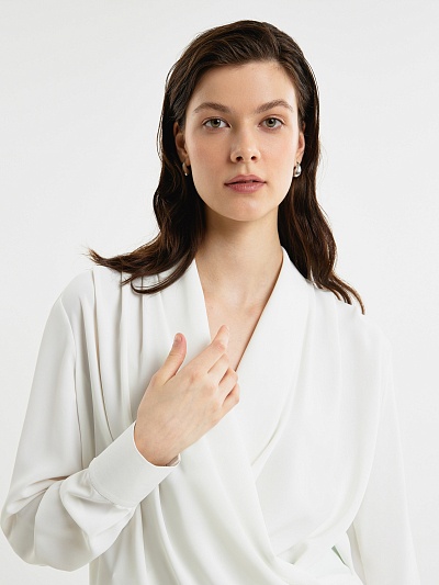Струящаяся блуза с имитацией запаха из вискозы POMPA