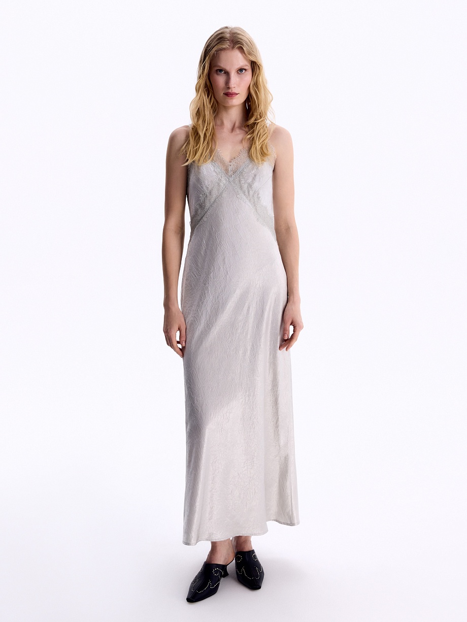 Платье-комбинация из жатого атласа