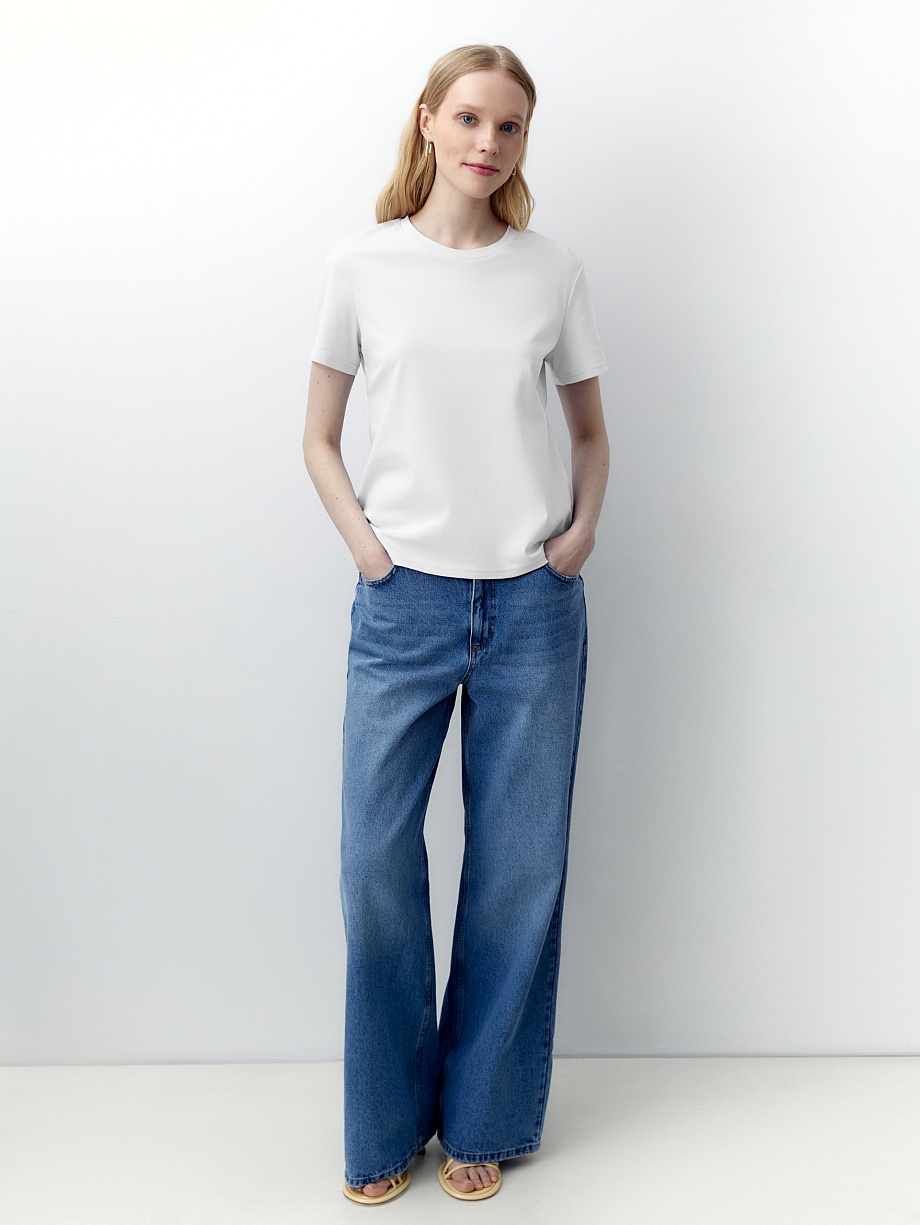 Футболка из мерсеризированного хлопка с принтом на спине