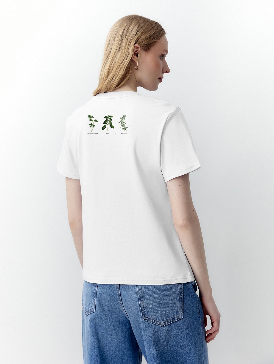 Футболка из мерсеризированного хлопка с принтом на спине