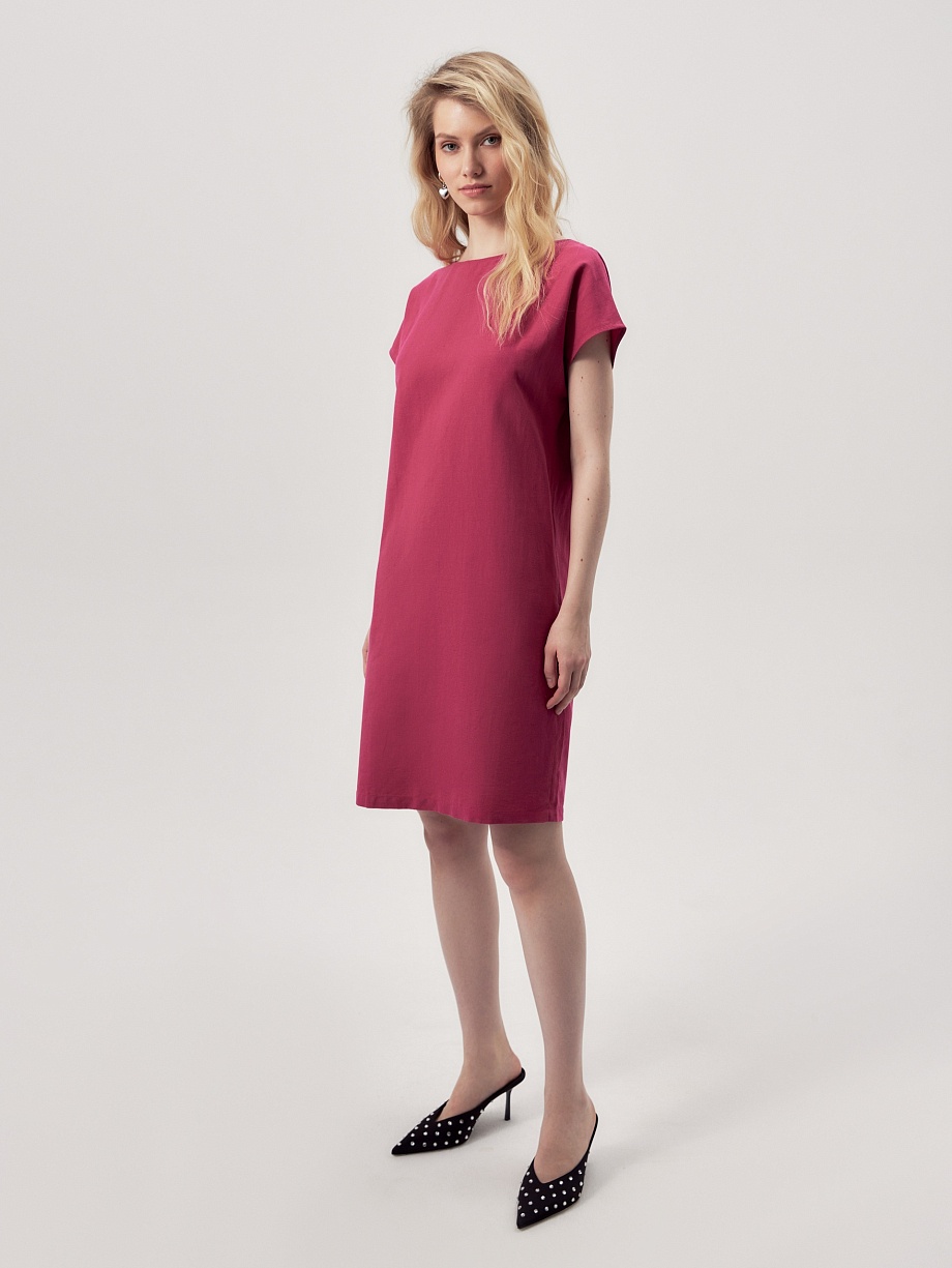 Платье из льна и хлопка с пуговицами на спине