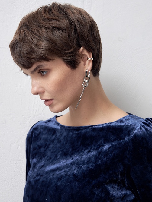 Джемпер с укороченными рукавами из бархатистой ткани