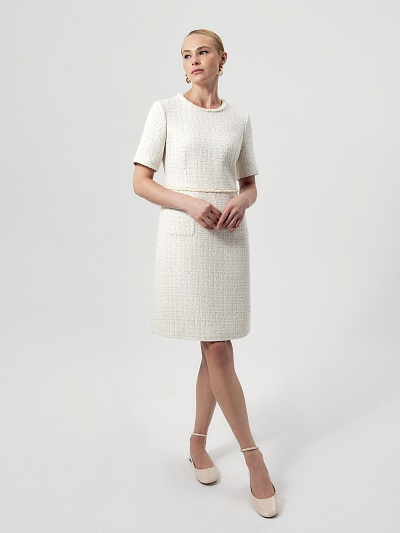 Платье миди из твида с пайетками POMPA